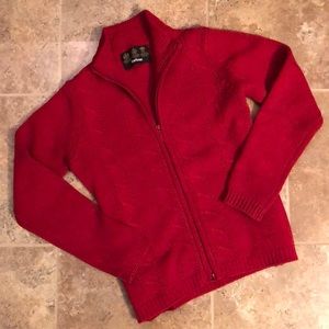 Barbour wool cable knit two way zipper sweater